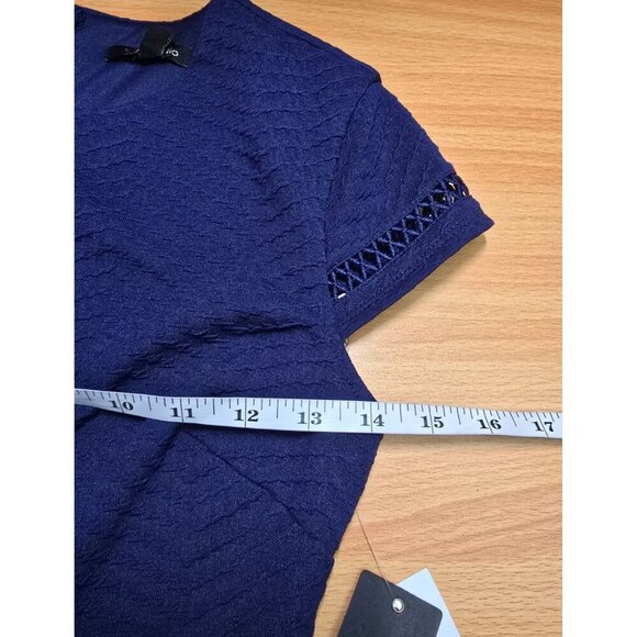City Studio Dress 1 Blue Cut Out Trim Textured Knit Classic Short Sleeve Womens - Picture 10 of 16